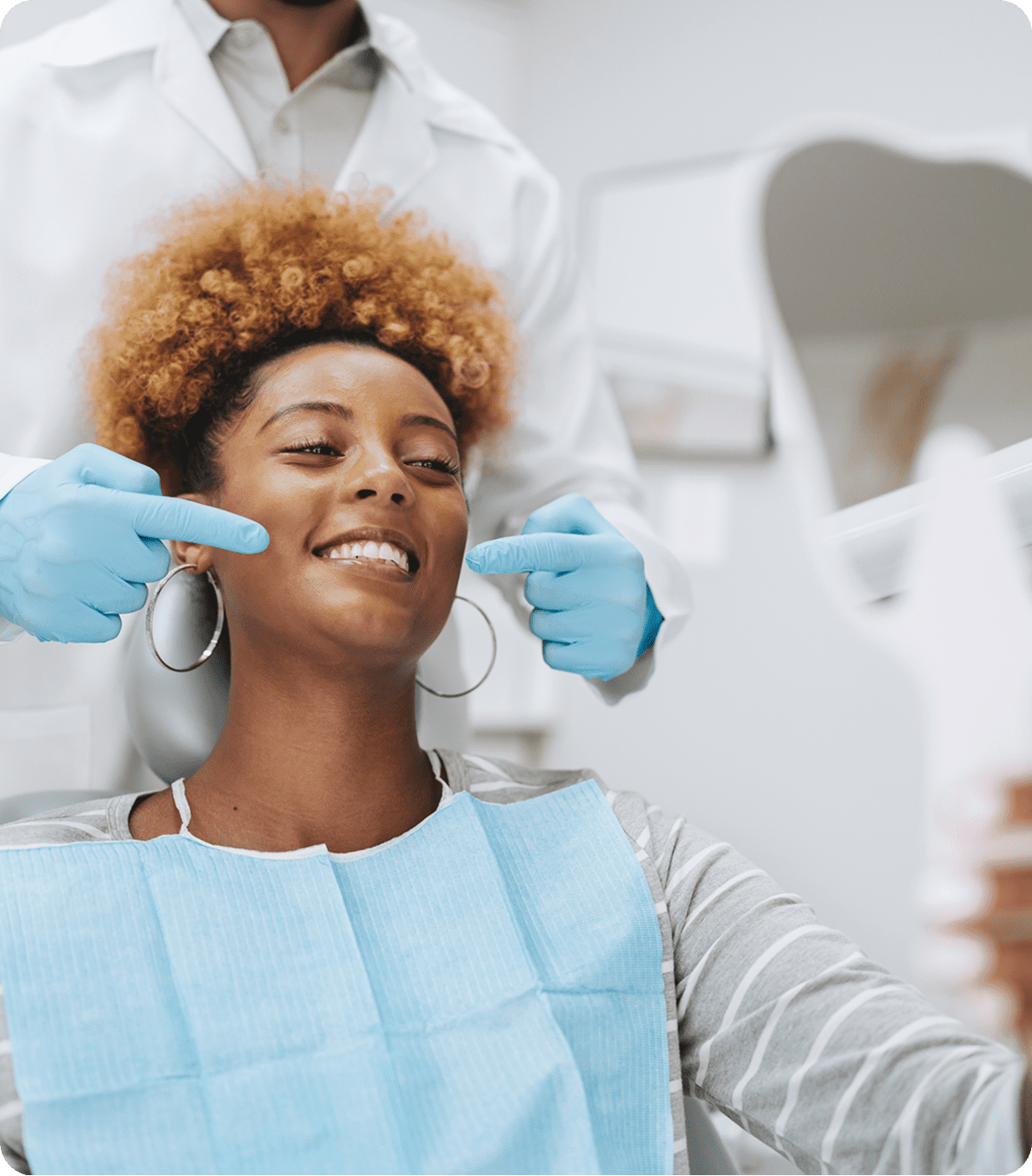 Patient smiling during dental checkup