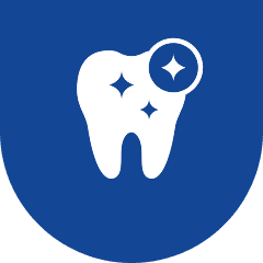Dental icon with shiny tooth design.