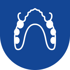 Tooth design emblem in blue circle