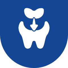 Dental logo with tooth and arrow