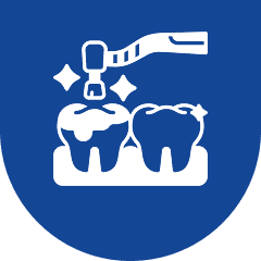 Toothbrush cleaning two sparkling teeth icon