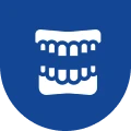 Dental emblem on blue background