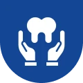 Dental care icon with hands