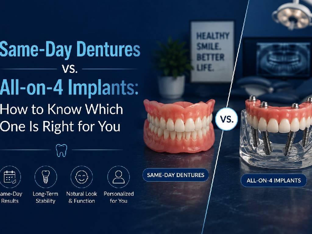 Same-Day Dentures vs. All-on-4 Implants: How to Know Which One Is Right for You